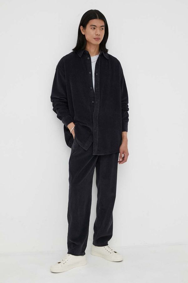 American Vintage Pamučna košulja American Vintage za muškarce, boja: tamno plava, relaxed, s klasičnim ovratnikom