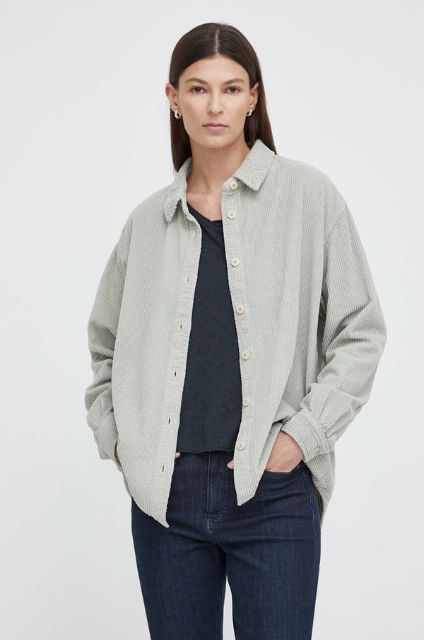 American Vintage Pamučna košulja American Vintage za žene, boja: tirkizna, relaxed, s klasičnim ovratnikom