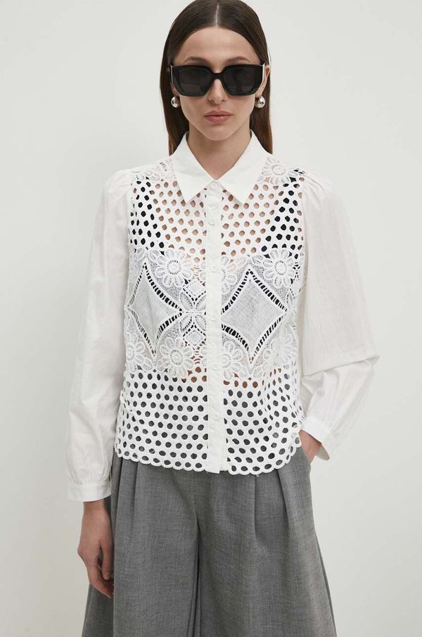 Answear Lab Pamučna košulja Answear Lab za žene, boja: bijela, regular, s klasičnim ovratnikom