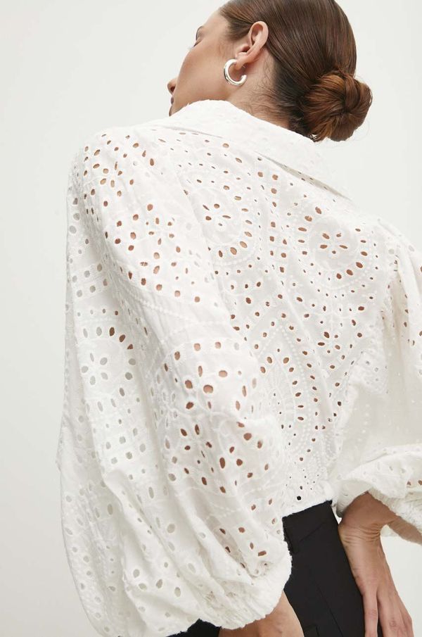 Answear Lab Pamučna košulja Answear Lab za žene, boja: bijela, relaxed, s klasičnim ovratnikom