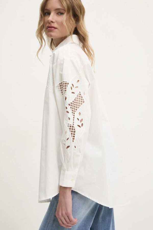 Answear Lab Pamučna košulja Answear Lab za žene, boja: bijela, relaxed, s klasičnim ovratnikom