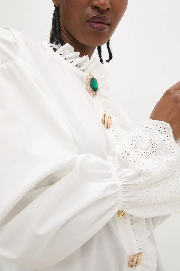 Answear Lab Pamučna košulja Answear Lab za žene, boja: bijela, relaxed, s ruskim ovratnikom