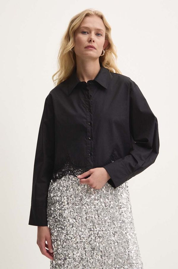 Answear Lab Pamučna košulja Answear Lab za žene, boja: crna, regular, s klasičnim ovratnikom