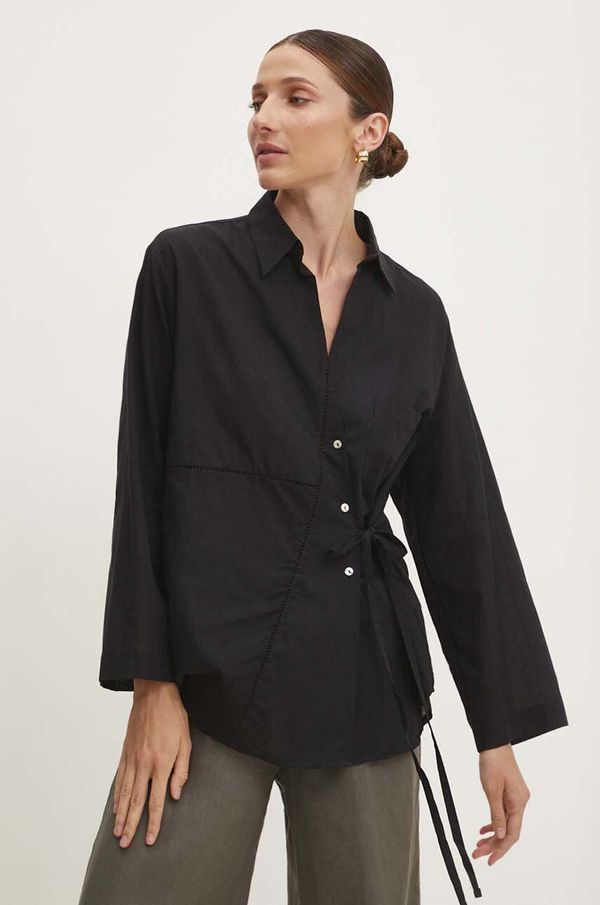 Answear Lab Pamučna košulja Answear Lab za žene, boja: crna, regular, s klasičnim ovratnikom