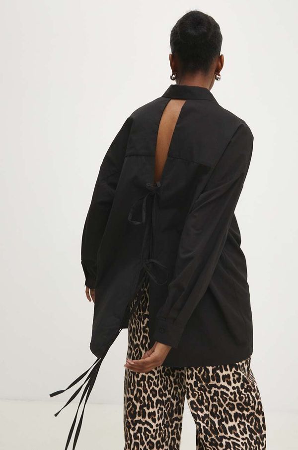 Answear Lab Pamučna košulja Answear Lab za žene, boja: crna, relaxed, s klasičnim ovratnikom