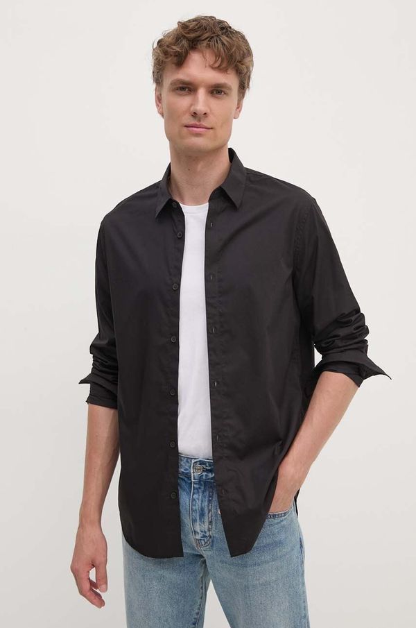 Armani Exchange Pamučna košulja Armani Exchange za muškarce, boja: crna, regular, s klasičnim ovratnikom, XM000006 AF10831