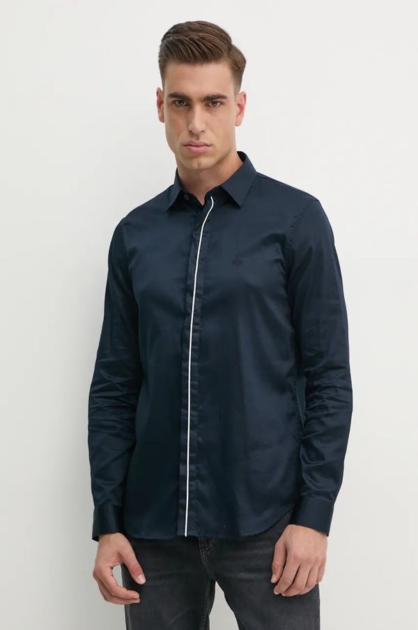 Armani Exchange Pamučna košulja Armani Exchange za muškarce, boja: tamno plava, regular, s klasičnim ovratnikom, 6DZC27 ZNZRZ