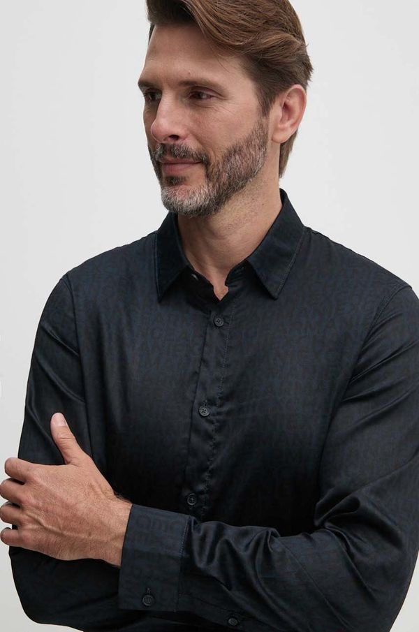 Armani Exchange Pamučna košulja Armani Exchange za muškarce, boja: tamno plava, regular, s klasičnim ovratnikom, 6DZC45 ZNZRZ