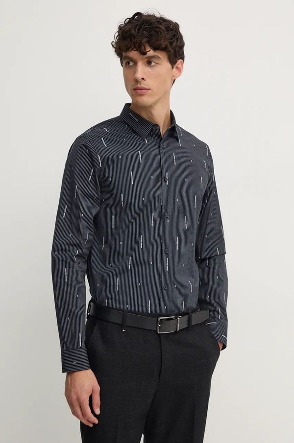 Armani Exchange Pamučna košulja Armani Exchange za muškarce, boja: tamno plava, slim, s klasičnim ovratnikom, 6DZC06 ZN5DZ