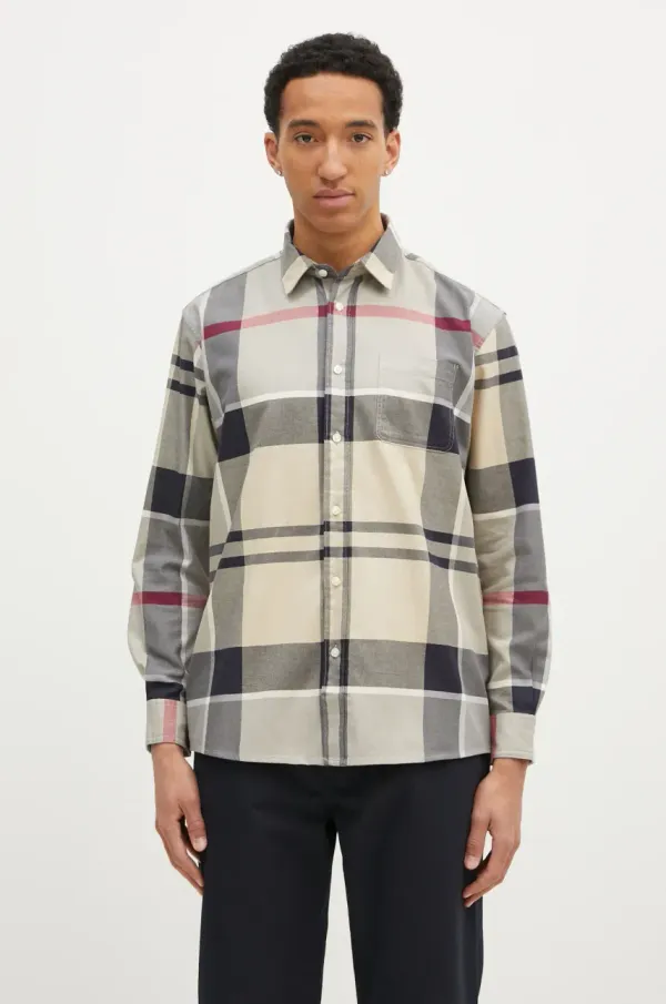 Barbour Pamučna košulja Barbour Renford OS Tartan Shirt za muškarce, boja: bež, regular, s klasičnim ovratnikom, MSH5514