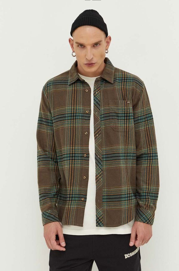 Billabong Pamučna košulja Billabong za muškarce, boja: zelena, regular, s klasičnim ovratnikom