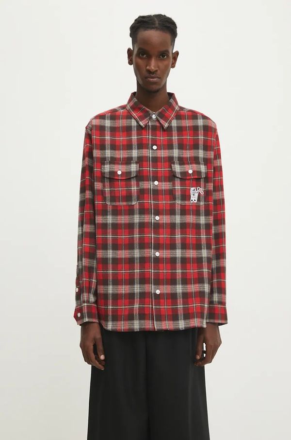 Billionaire Boys Club Pamučna košulja Billionaire Boys Club Longsleeve Check Shirt za muškarce, boja: crvena, regular, s klasičnim ovratnikom, B24322