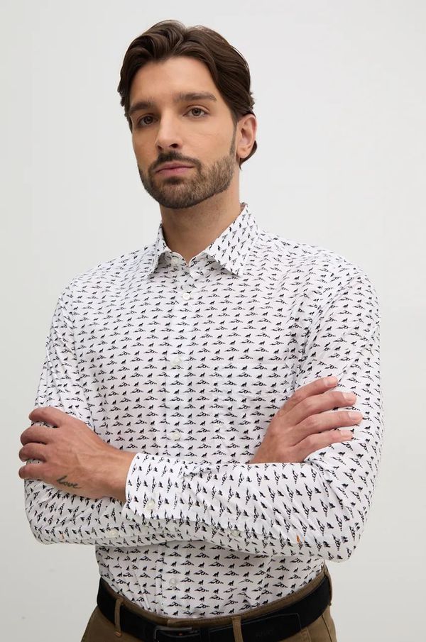 Boss Orange Pamučna košulja Boss Orange za muškarce, boja: bijela, regular, s klasičnim ovratnikom, 50519779