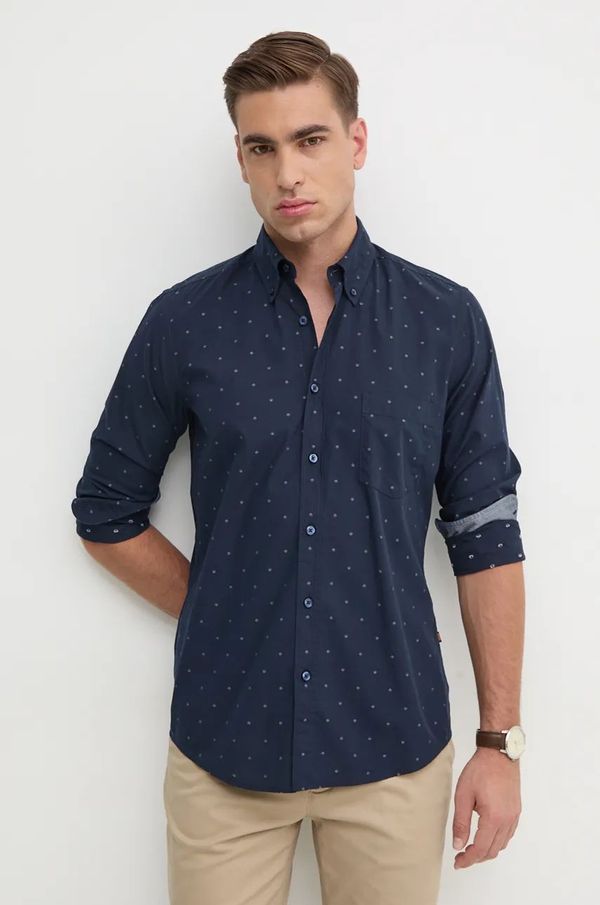 Boss Orange Pamučna košulja Boss Orange za muškarce, boja: tamno plava, regular, s button-down ovratnikom, 50524706