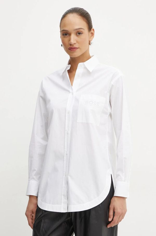 Boss Orange Pamučna košulja Boss Orange za žene, boja: bijela, regular, s klasičnim ovratnikom, 50530981