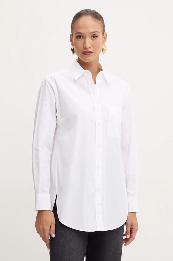 Boss Orange Pamučna košulja Boss Orange za žene, boja: bijela, relaxed, s klasičnim ovratnikom, 50524226