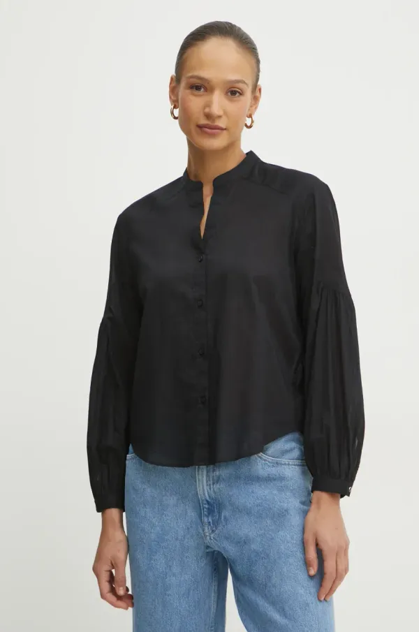 BOSS Orange Pamučna košulja Boss Orange za žene, boja: crna, relaxed, 50509827