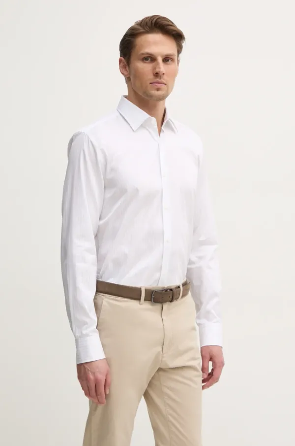 BOSS Pamučna košulja BOSS za muškarce, boja: bijela, regular, s klasičnim ovratnikom, 50533040