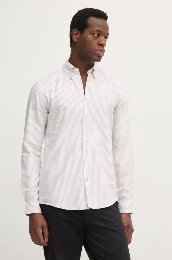 Boss Pamučna košulja BOSS za muškarce, boja: bijela, slim, s button-down ovratnikom, 50520275