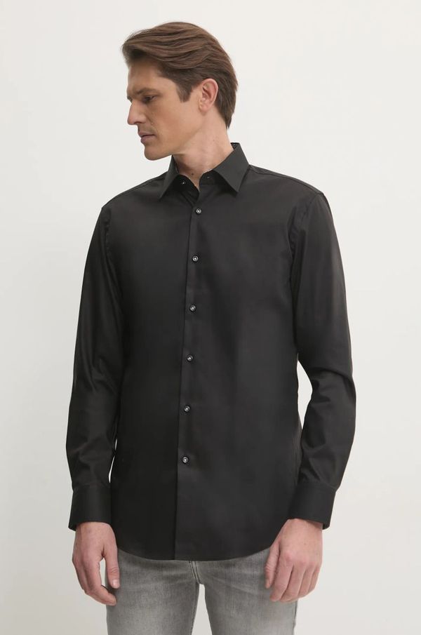 Boss Pamučna košulja BOSS za muškarce, boja: crna, slim, s klasičnim ovratnikom, 50532875