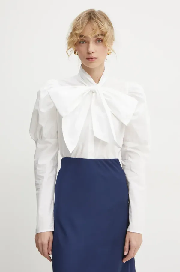 Bruuns Bazaar Pamučna košulja Bruuns Bazaar za žene, boja: bijela, regular, s izrezom na vezanje, BBW4317