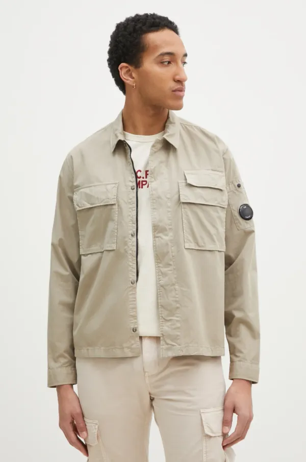 C.P. Company Pamučna košulja C.P. Company za muškarce, boja: bež, regular, s klasičnim ovratnikom, 18CMSH128A110143G