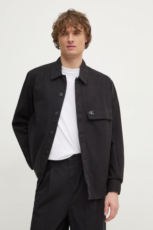 Calvin Klein Jeans Pamučna košulja Calvin Klein Jeans za muškarce, boja: crna, regular, J30J326724