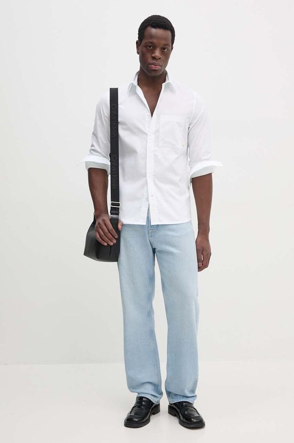 Calvin Klein Jeans Pamučna košulja Calvin Klein Jeans za muškarce, boja: zelena, regular, s klasičnim ovratnikom, J30J326182