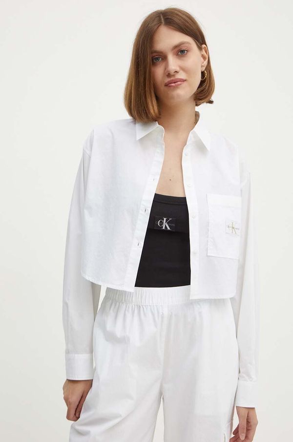 Calvin Klein Jeans Pamučna košulja Calvin Klein Jeans za žene, relaxed, s klasičnim ovratnikom, J20J222614