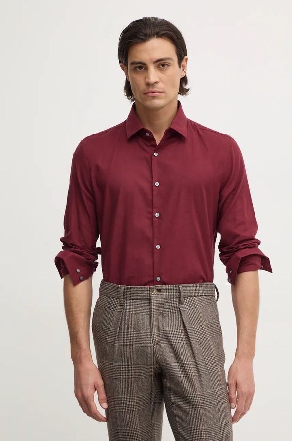 Calvin Klein Pamučna košulja Calvin Klein za muškarce, boja: bordo, slim, s klasičnim ovratnikom, K10K113523