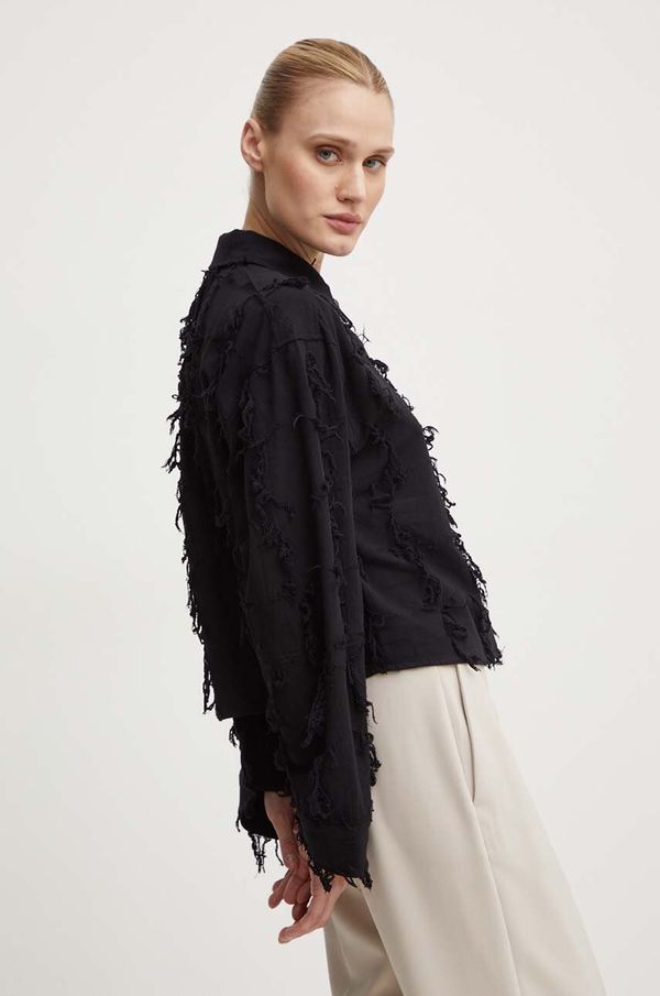 Day Birger et Mikkelsen Pamučna košulja Day Birger et Mikkelsen Kenya - Organic Cotton Texture RD za žene, boja: crna, relaxed, s klasičnim ovratnikom, DAY65243265