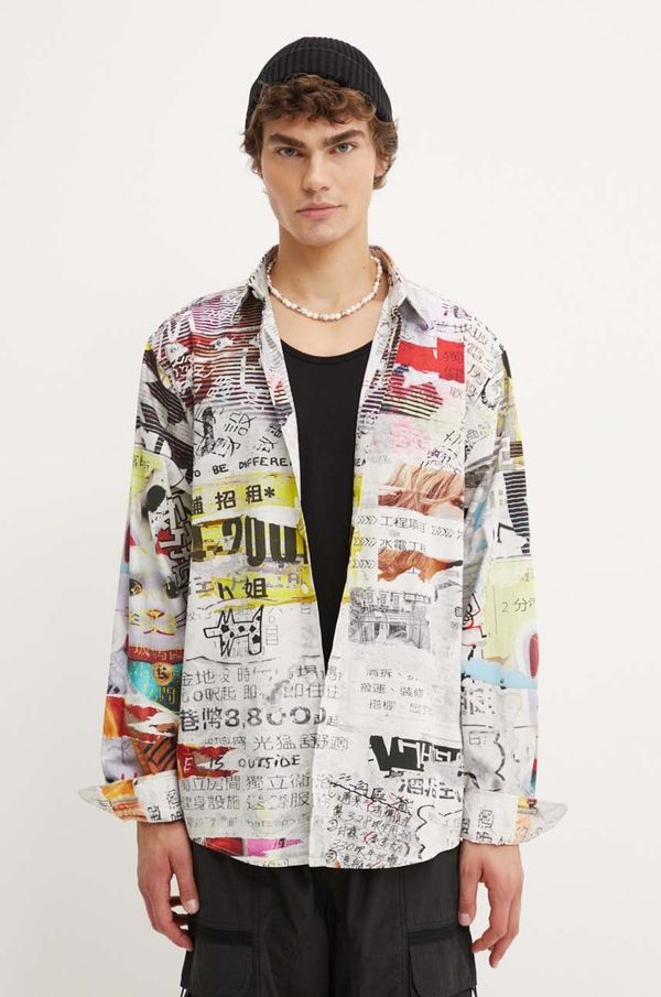 Desigual Pamučna košulja Desigual AMAURY za muškarce, boja: siva, relaxed, s klasičnim ovratnikom, 24WMCW11