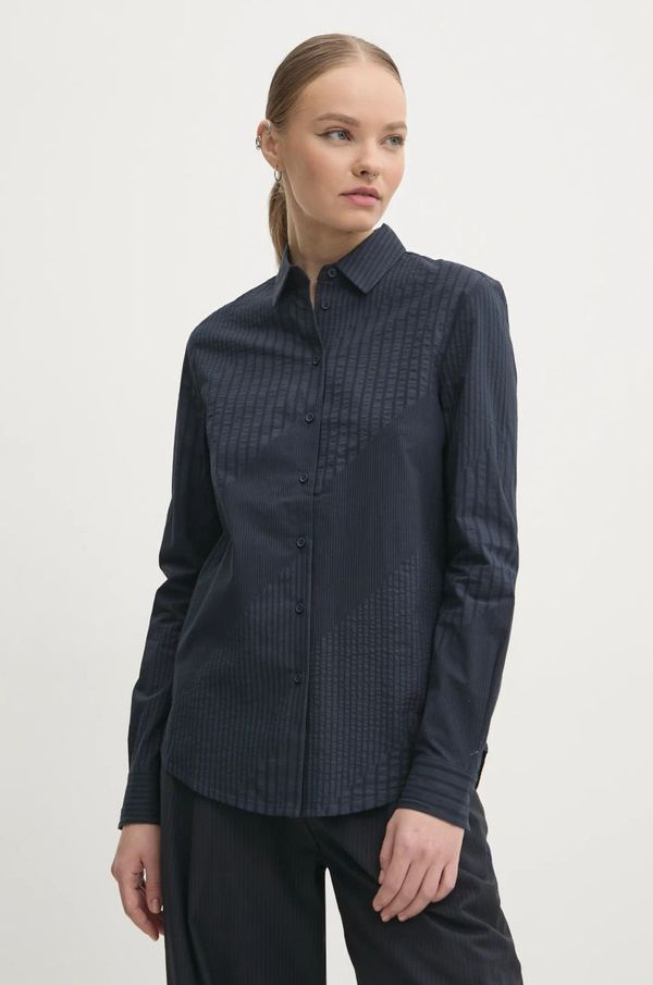 Desigual Pamučna košulja Desigual CHIBA za žene, boja: tamno plava, regular, s klasičnim ovratnikom, 24WWCW22