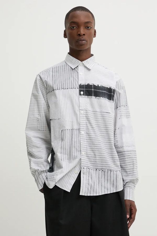 Desigual Pamučna košulja Desigual MASSACHUSSETS za muškarce, boja: bijela, relaxed, s klasičnim ovratnikom, 24WMCW41