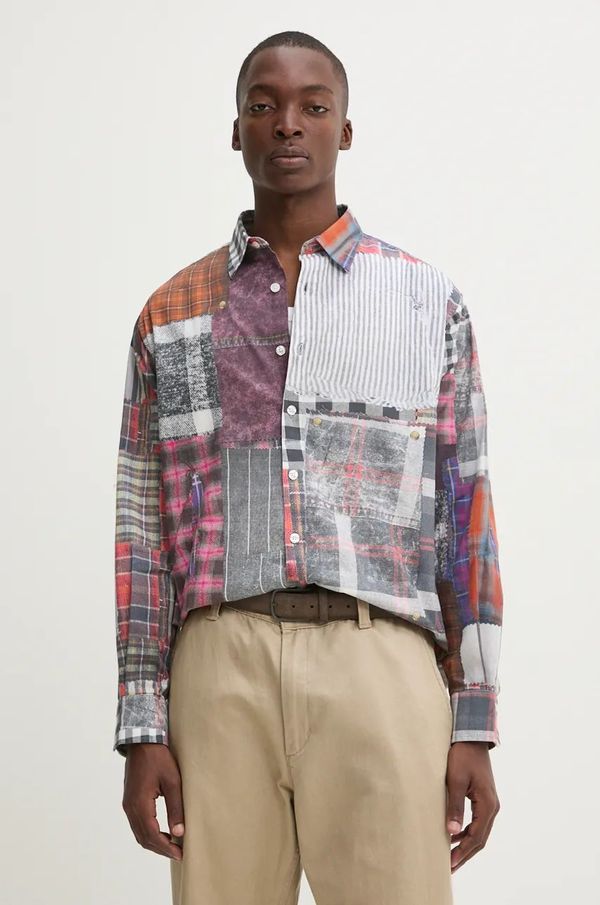 Desigual Pamučna košulja Desigual MINESSOTA za muškarce, boja: siva, regular, s klasičnim ovratnikom, 24WMCW39