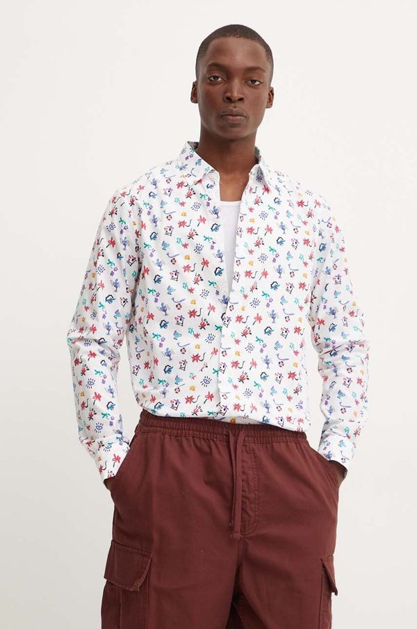 Desigual Pamučna košulja Desigual NEVADA za muškarce, boja: bijela, regular, s klasičnim ovratnikom, 24WMCW29