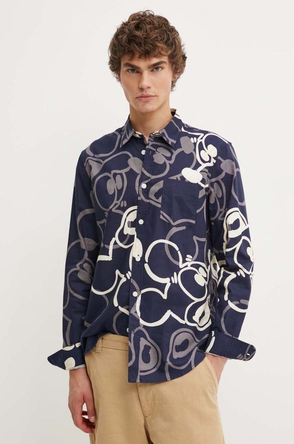 Desigual Pamučna košulja Desigual SAMSON za muškarce, boja: tamno plava, regular, s klasičnim ovratnikom, 24WMCW26
