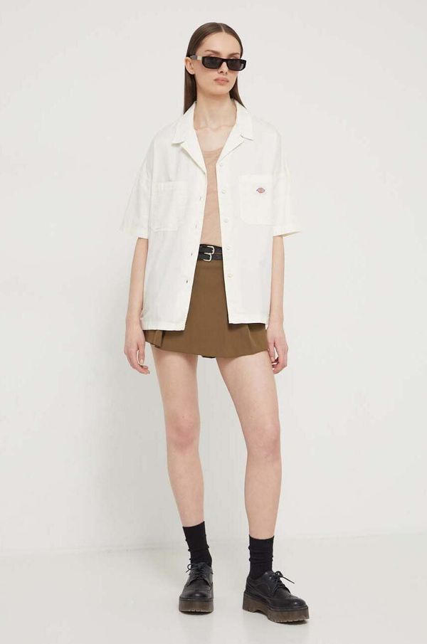 Dickies Pamučna košulja Dickies VALE SHIRT W za žene, boja: bež, relaxed, s klasičnim ovratnikom, DK0A4Y7S