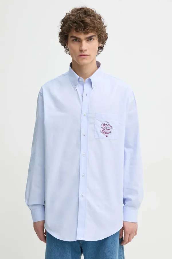 Drôle de Monsieur Pamučna košulja Drôle de Monsieur La Chemise Slogan Vignes za muškarce, regular, s button-down ovratnikom, F-SH199-CO116-LBE