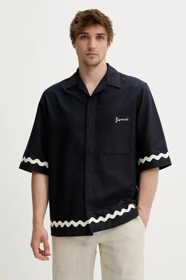 Fiorucci Pamučna košulja Fiorucci Wave Trim Logo Embroidered Bowling Shirt