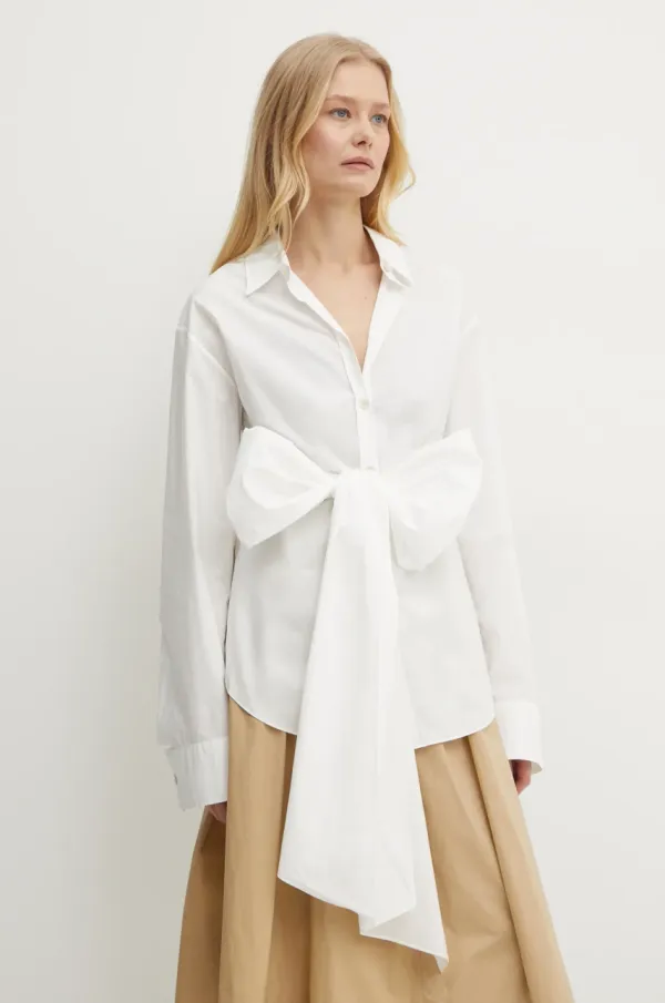 Forte Forte Pamučna košulja Forte Forte za žene, boja: bijela, regular, s klasičnim ovratnikom, 13616.my shirt