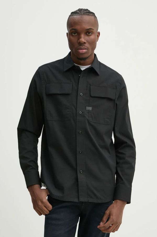 G-Star Raw Pamučna košulja G-Star Raw za muškarce, boja: crna, regular, s klasičnim ovratnikom, D23583-D773