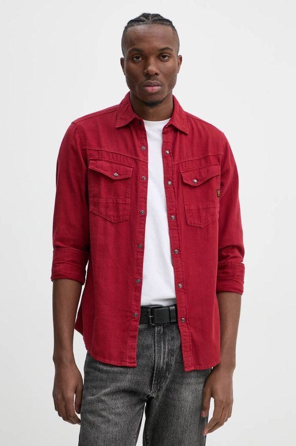 G-Star Raw Pamučna košulja G-Star Raw za muškarce, boja: crvena, regular, s klasičnim ovratnikom, D25223-D454