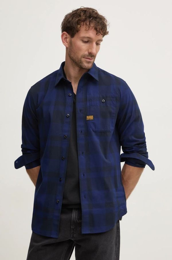 G-Star Raw Pamučna košulja G-Star Raw za muškarce, boja: tamno plava, regular, s klasičnim ovratnikom, D23553-D412
