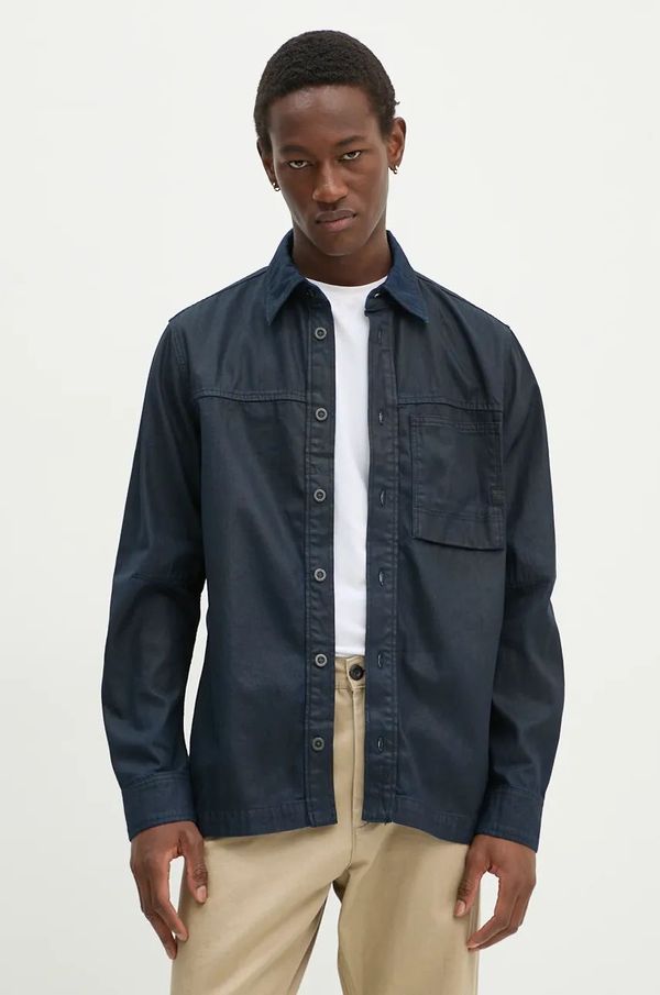 G-Star Raw Pamučna košulja G-Star Raw za muškarce, boja: tamno plava, regular, s klasičnim ovratnikom, D24764-D777