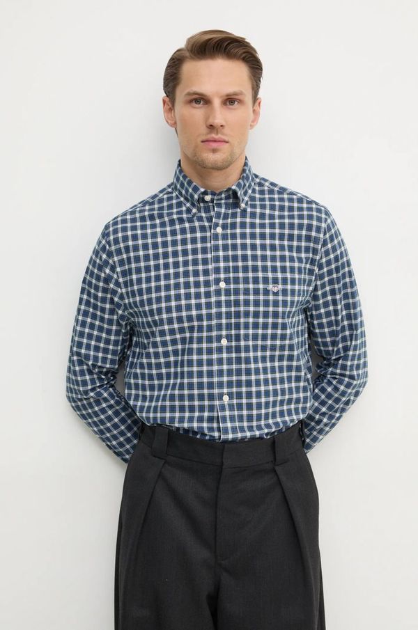 Gant Pamučna košulja Gant za muškarce, boja: tamno plava, regular, s button-down ovratnikom, 3250002