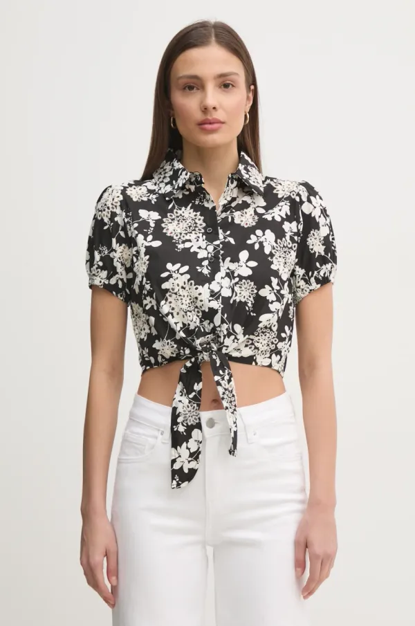 Gaudi Pamučna košulja Gaudi za žene, boja: crna, regular, s klasičnim ovratnikom, 511BD45020