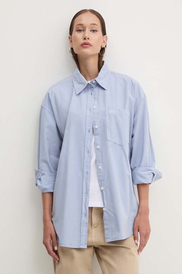 Guess Jeans Pamučna košulja Guess Jeans za žene, relaxed, s klasičnim ovratnikom, W4YH22 WGCF1