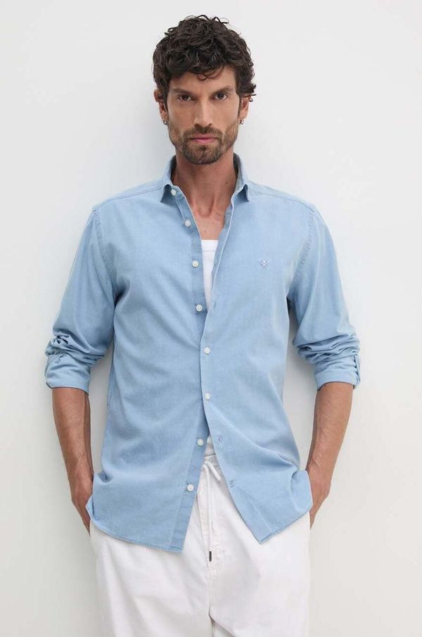 Hackett London Pamučna košulja Hackett London za muškarce, regular, s talijanskim ovratnikom, HM309966