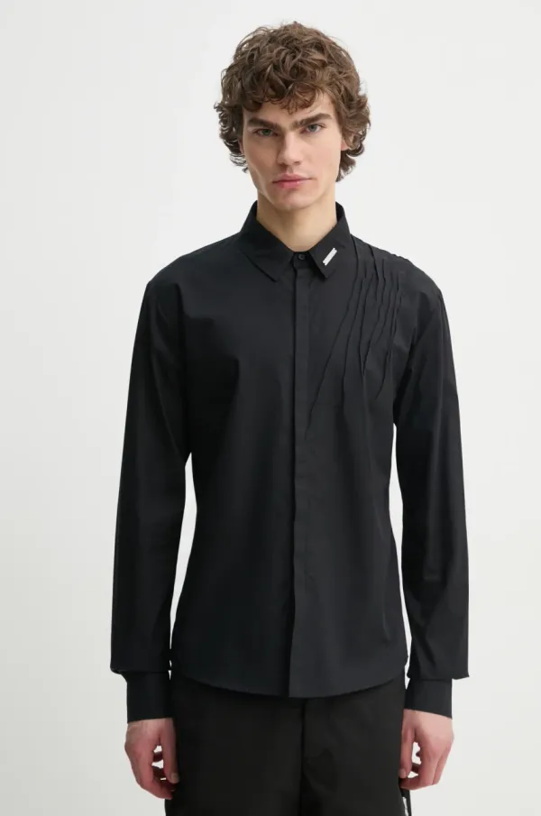 HELIOT EMIL Pamučna košulja Heliot Emil za muškarce, boja: crna, regular, s klasičnim ovratnikom, PRESS25_M_05_061_BLK01